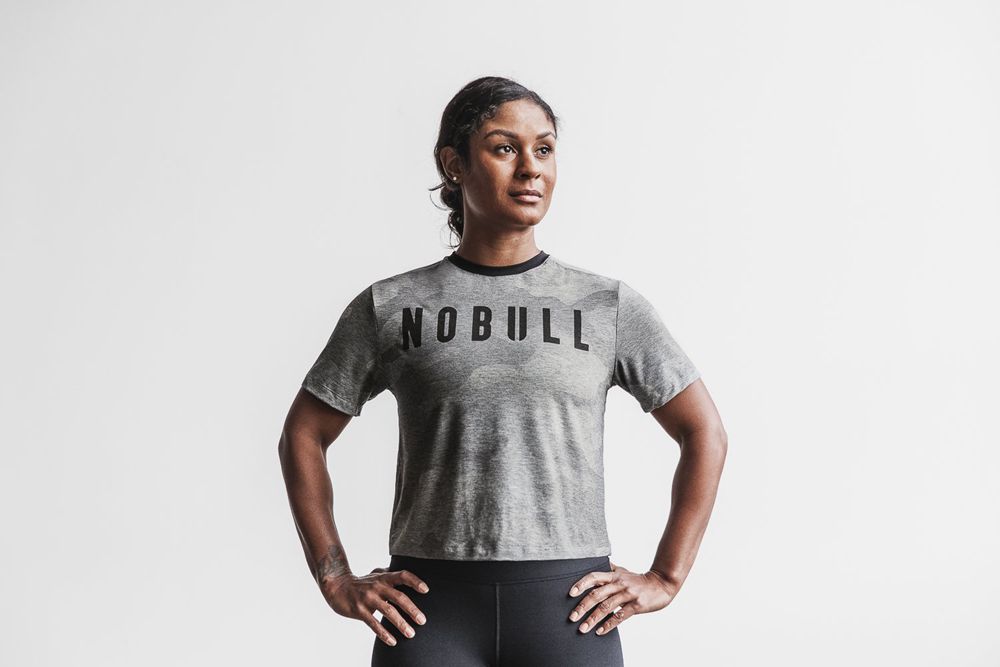 NOBULL Women's Boxy Tee - Grey Camo - Ireland (6843LIFEO)